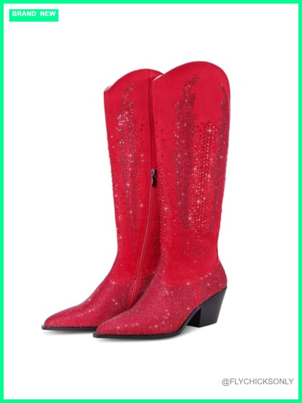 Women's Knee High Cowboy Boots Pointed Toe Chunky Heel Pull On Western Boots